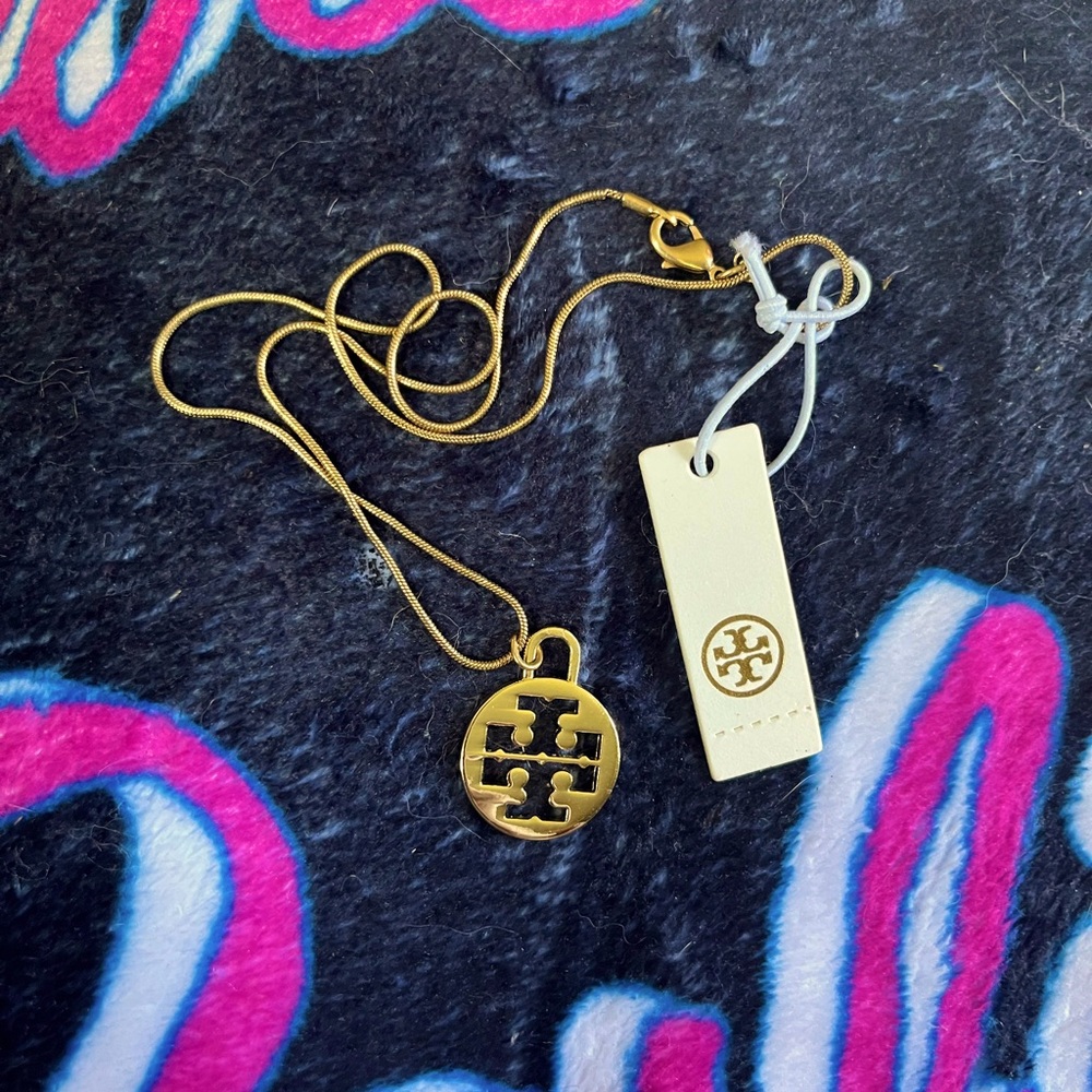 Gold Tory Burch Logo Necklace